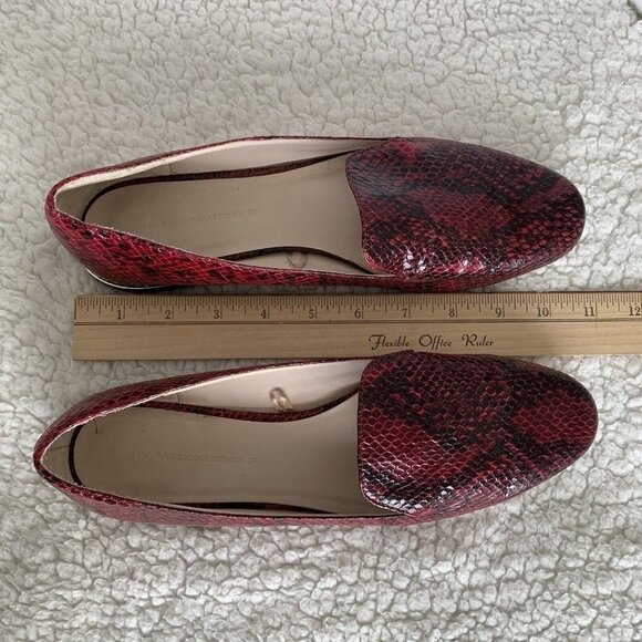 Zara Basic Burgundy Reptile Print Flat Loafers Womens 39 US 8 Beaded Detail - Picture 9 of 10